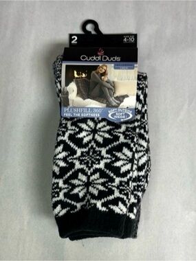New Cuddl Duds Socks Women’s 2 Pair Black & White Soft Leg Layering Crew Casual